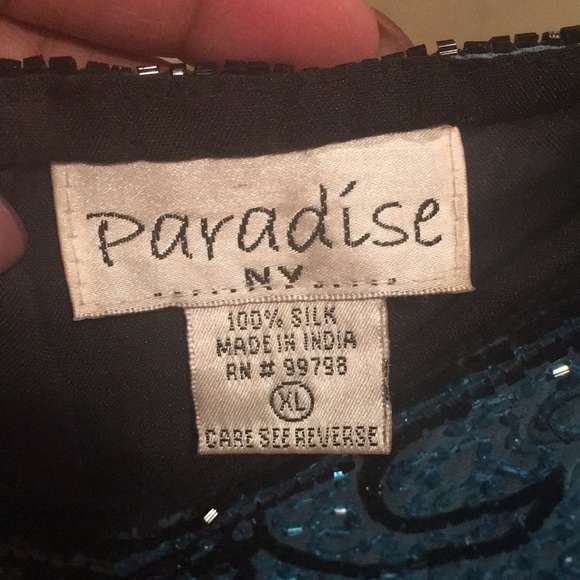 Beautiful Blue and Black Retro print sequins dress - Picture 6 of 6